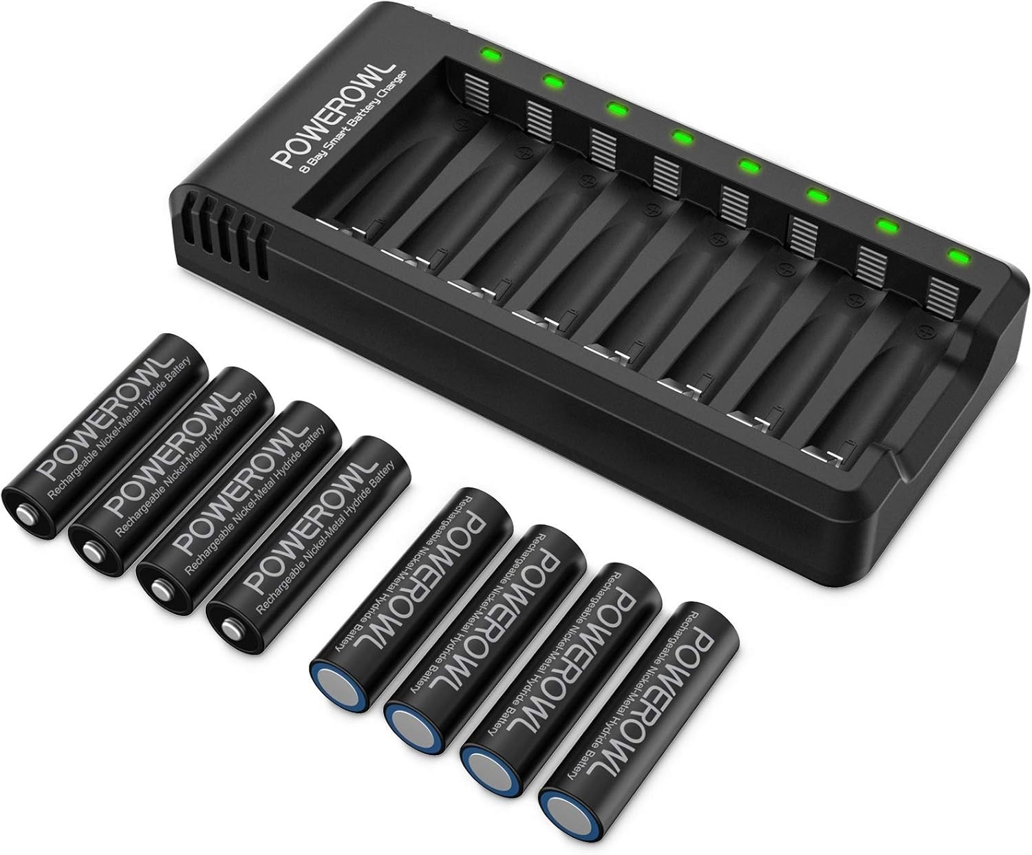 Rechargeable AA Batteries with Charger, POWEROWL 8 Pack of 2800mAh High Capacity gallery