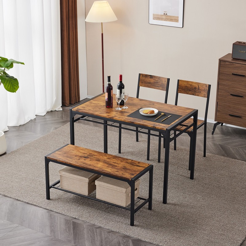 Dining Table Set for 4 Kitchen Table with 2 Chairs A Bench Bar Pub Apartment gallery