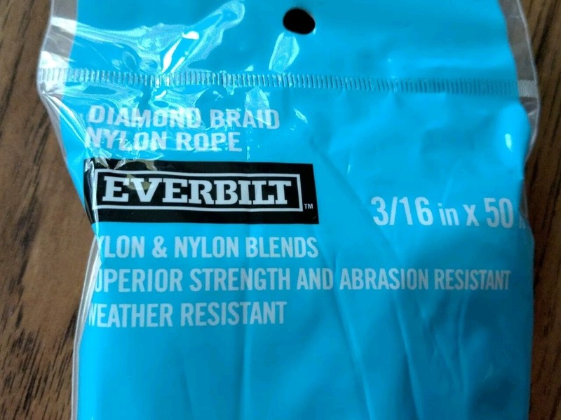 Everbilt 140295 White Diamond Braid Nylon Rope 3/16 in. x 50 ft. 90lb WLL NEW gallery