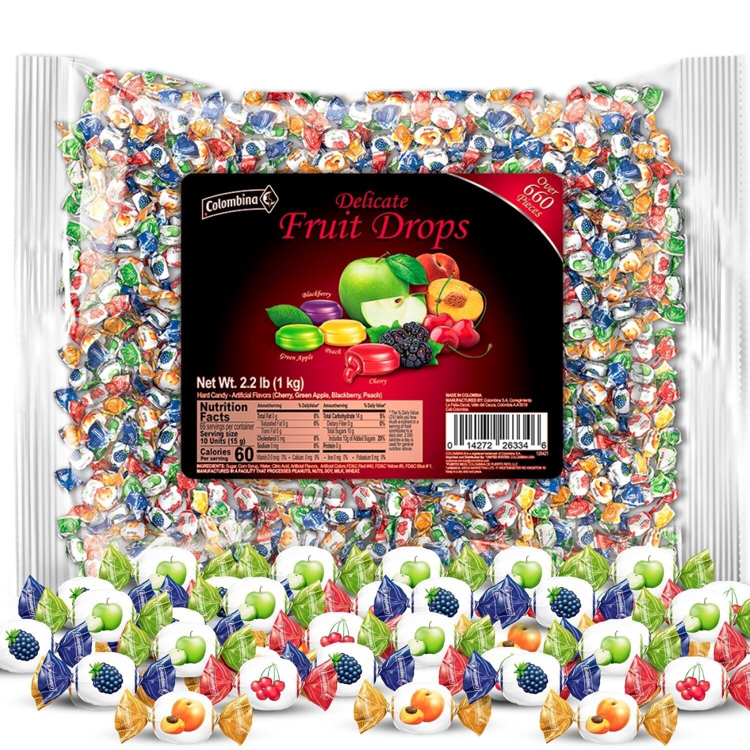 Colombina Delicate Fruit Drop 4 Assorted Flavors Bulk Delicious Candy (2.2 LB) gallery