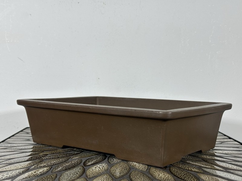 Preowned Japanese Tokoname Rectangular Unglazed Bonsai Pot Kaiyou - 11.25” By 8” gallery