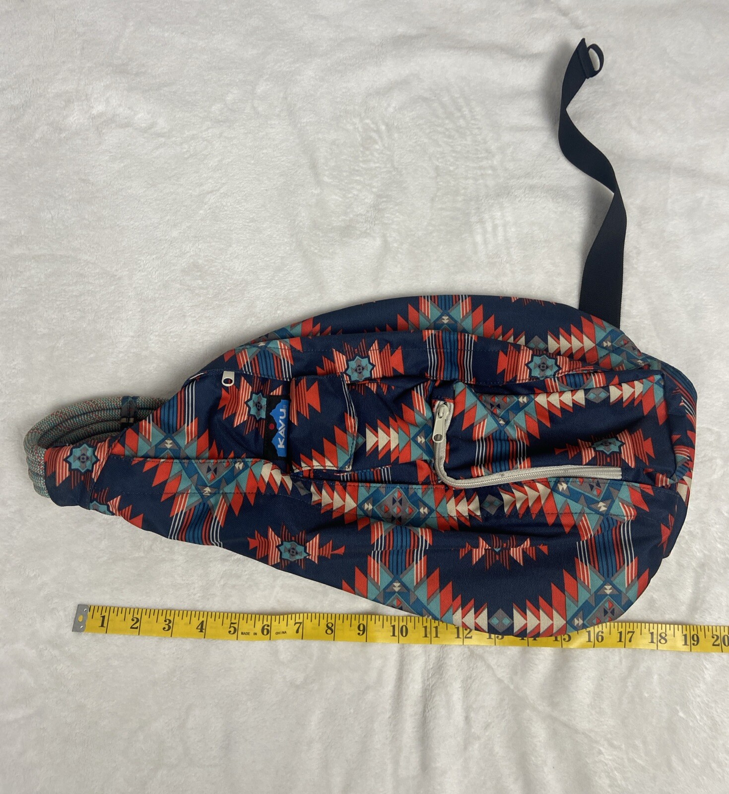 KAVU Rope Sling Bag Aztec Print Pattern Blue, Red, Gray, Teal 2
