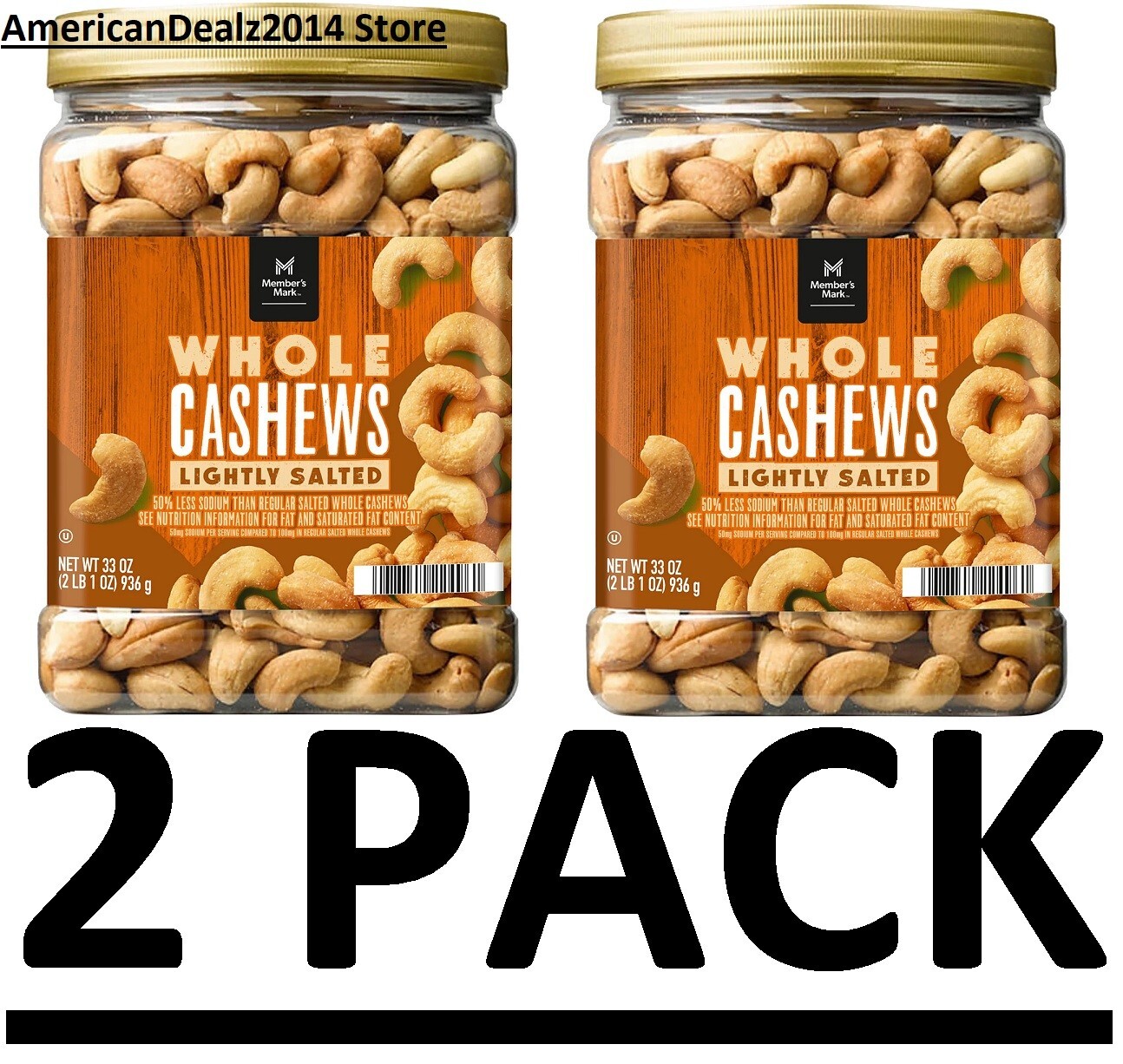 2 PACK - Member's Mark Lightly Salted Whole Cashews (33 oz.) Total 66 oz. gallery