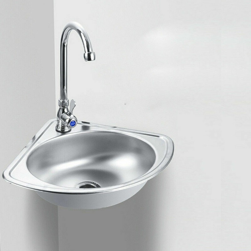 Corner Sink Thick Small Wall Mount Vessel Sink 304 Stainless Steel for Kitchen gallery