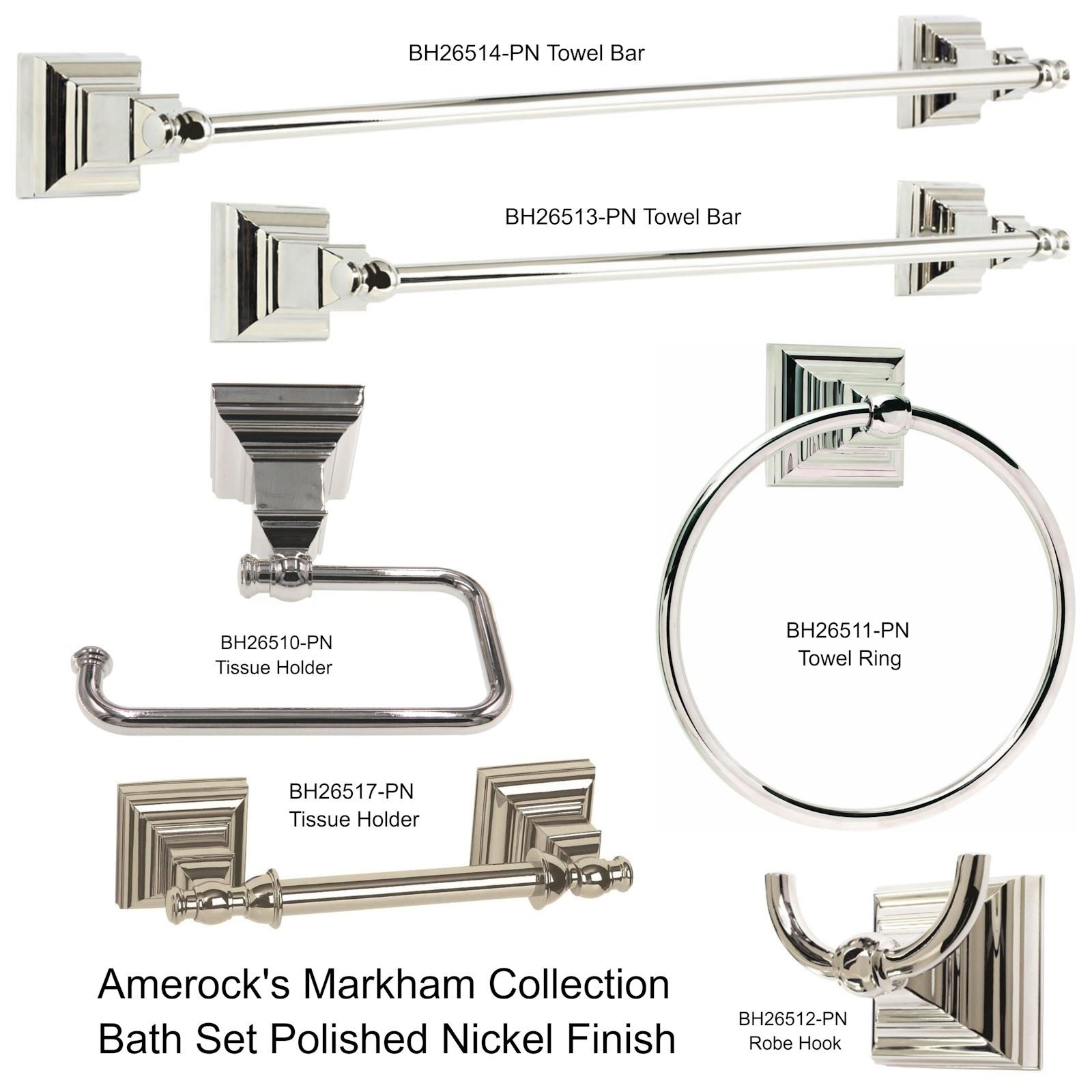 Amerock Markham 6-Piece Bath Accessory Set With Towel Bar Polished Nickel gallery