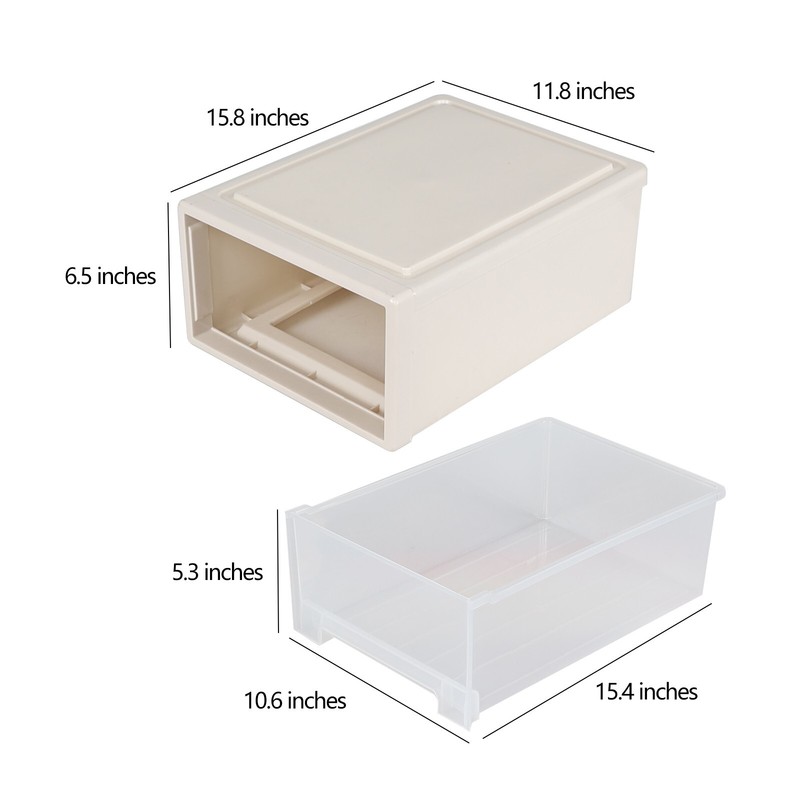4 Packs 18 Quart Plastic Stacking Storage Drawers, Large Stackable Drawer Unit gallery