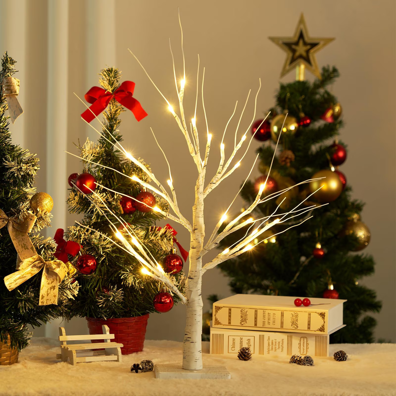 24 LED Birch Tree Light Battery Powered Warm White Tabletop Decor gallery