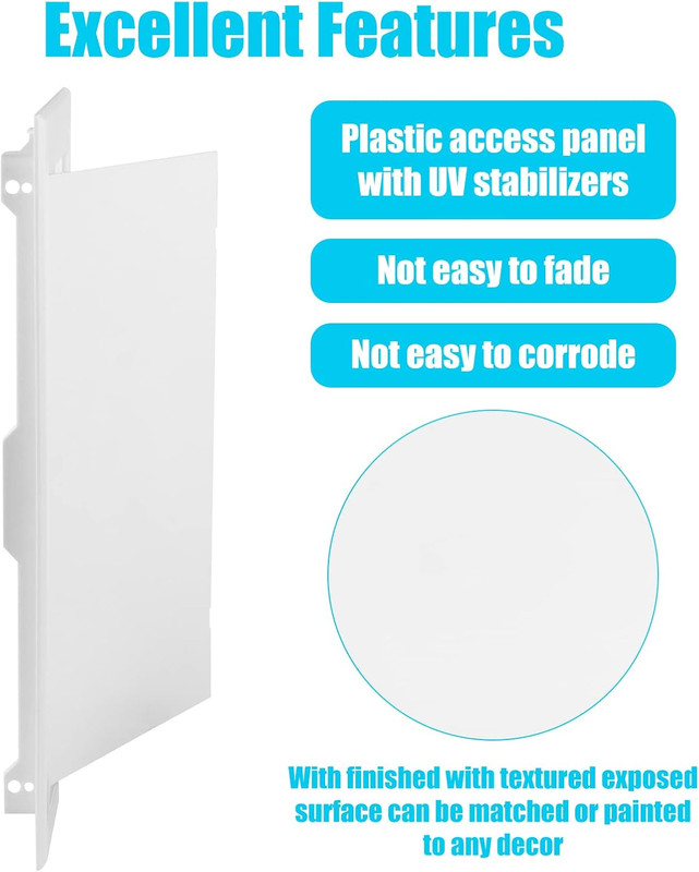 8x12 Inch Plastic Access Panel for Drywall Ceiling Plumbing Hinged White gallery
