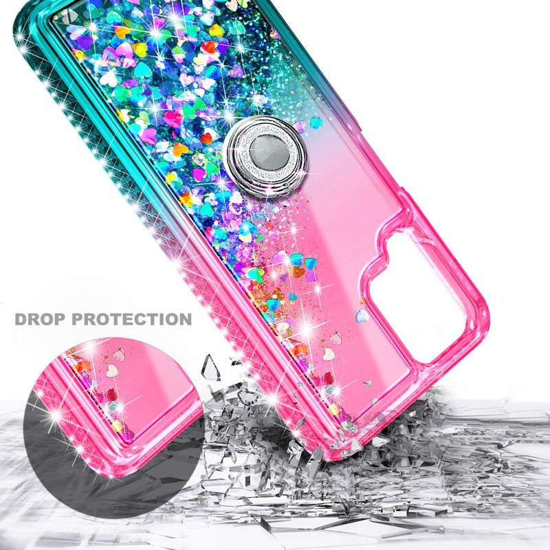 For Samsung Galaxy A12 Case Bling Liquid Glitter w/ Tempered Glass & Lanyard gallery