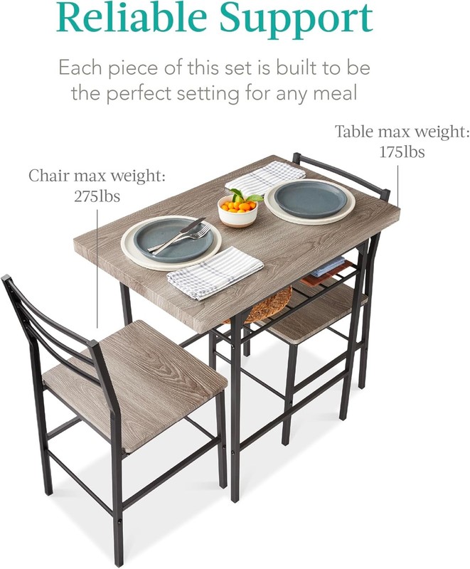 3-Piece Modern Dining Set Space Saving Dinette Kitchen Dining Room Small Space gallery