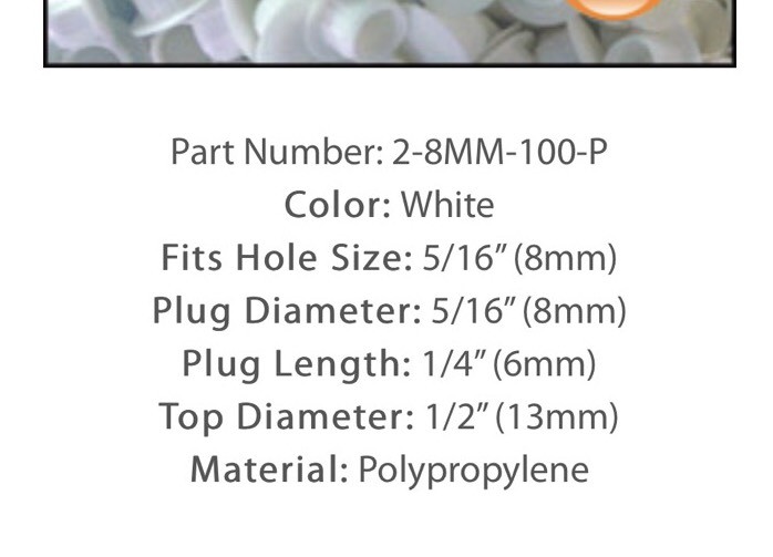 8 pack 5/16 inch (8mm) white window hole plugs, fence vinyl , 2-8mm-100-P gallery