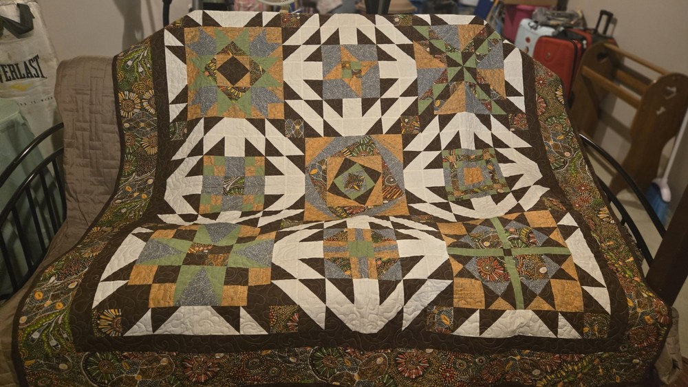 Handmade Patchwork grannycore cottagecore Geometric Cotton 72 x 72 in full size