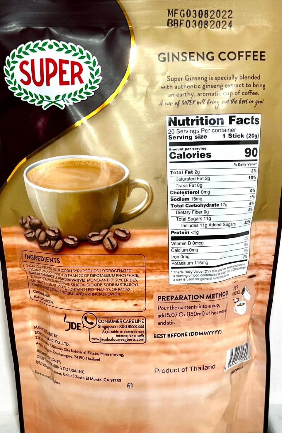 Super 3-In-1 Instant Ginseng Coffee 20 Sachets x 20g ~ US SELLER gallery