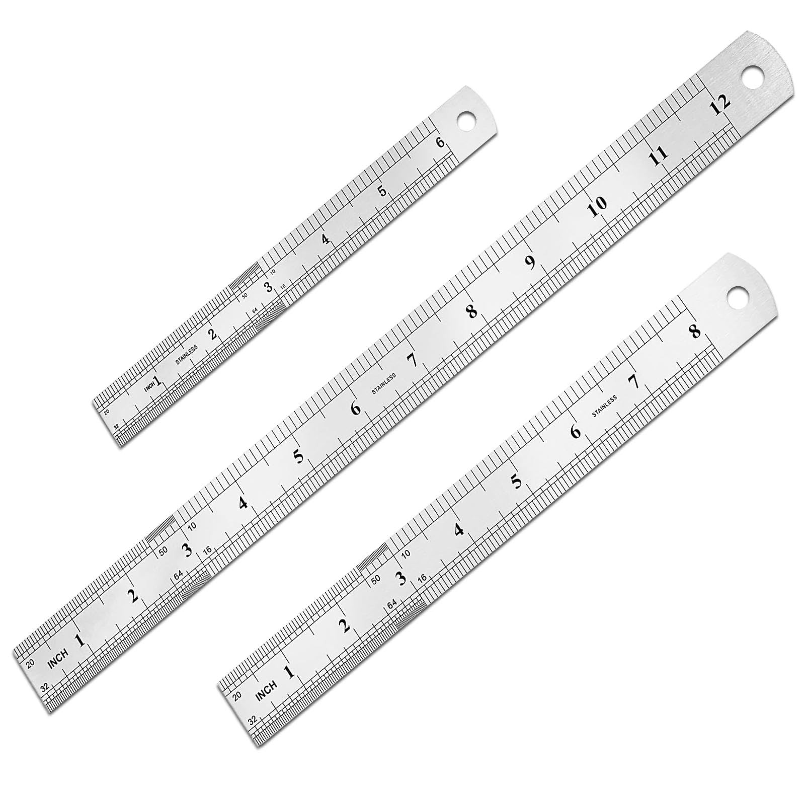 3 Pack Stainless Steel Ruler Set, 6 Inch 8Inch & 12 Inch (15cm 20cm & 30cm) D... gallery