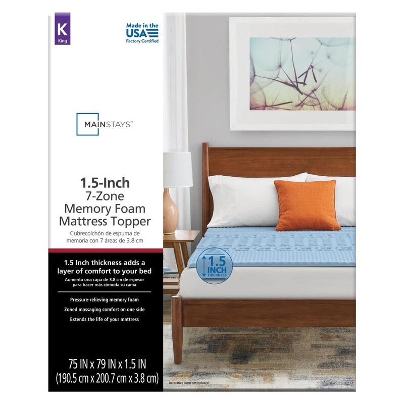 Reversible 7-Zone Memory Foam Mattress Topper Hypoallergenic King Size New gallery