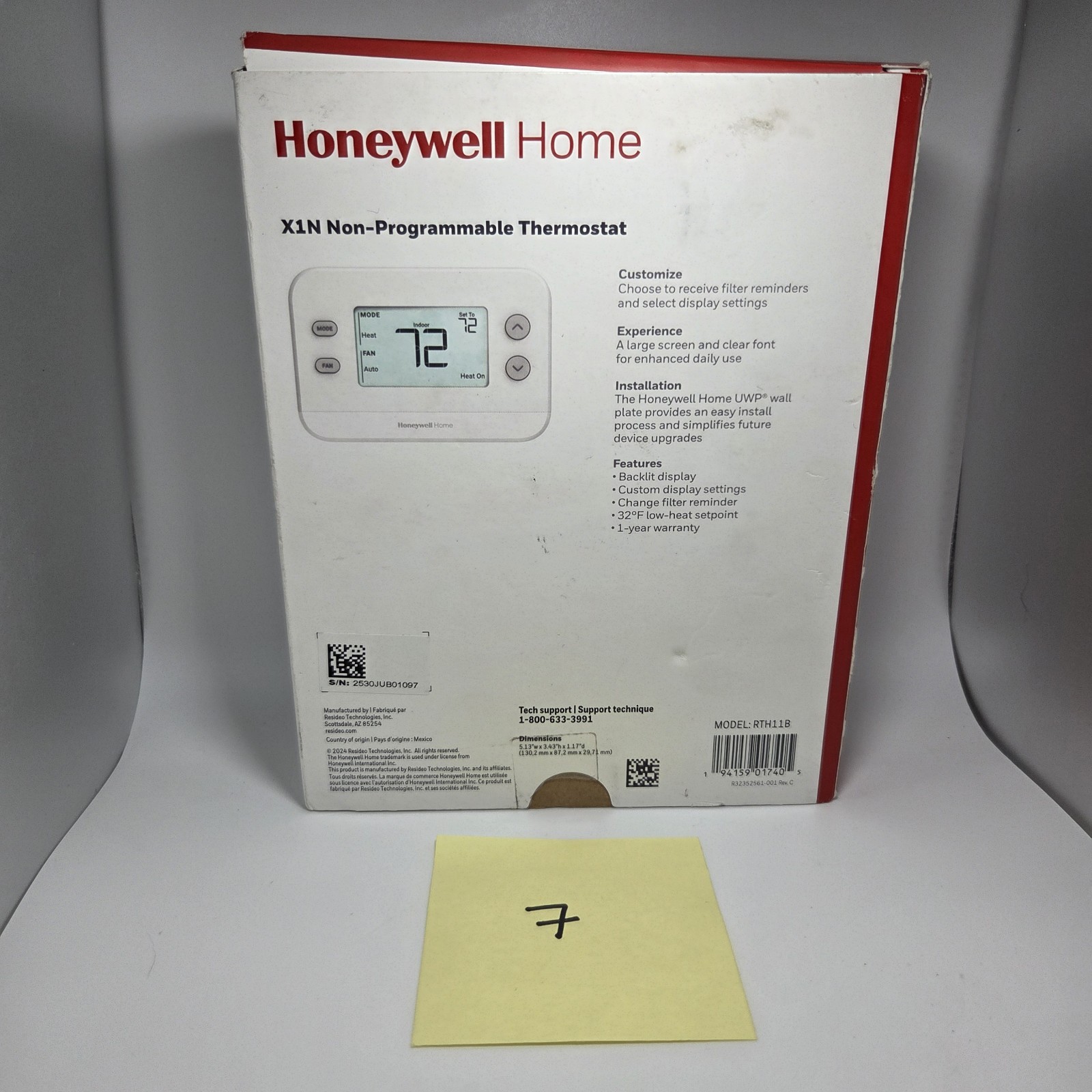 Honeywell Home RTH11B X1N Non-Programmable Thermostat Single-Stage 1-Heat/1-Cool gallery