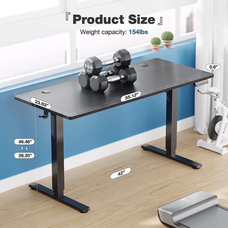 55"x24" Black Modern Height Adjustable Electric Standing Desk Home Office Table gallery