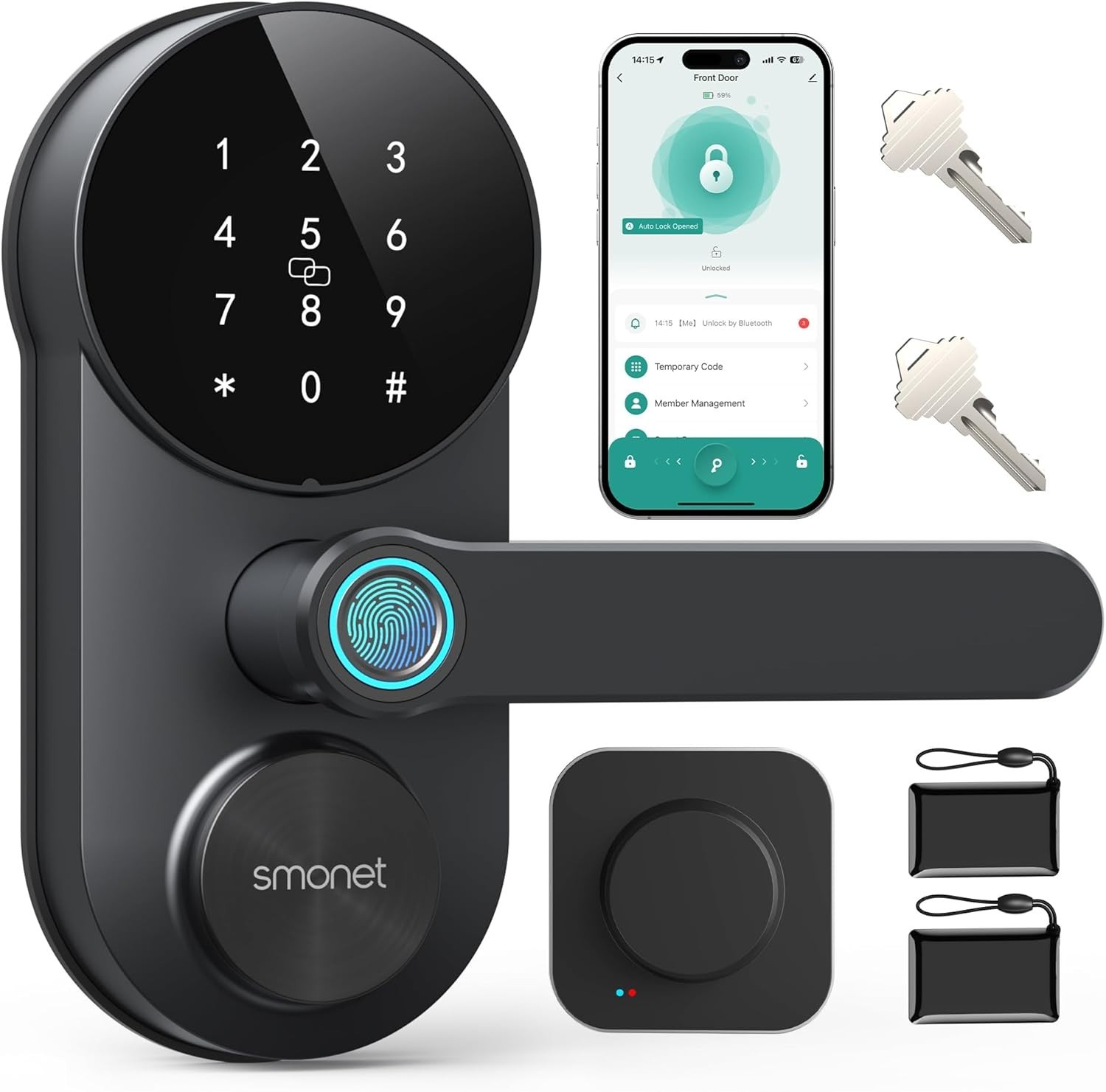 SMONET Smart Door Lock WiFi with Handle Fingerprint Keyless Entry Digital Keypad gallery
