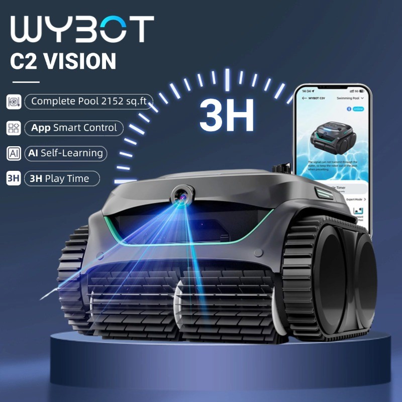 WYBOT C2 Vision Robotic Pool Cleaner Cordless Pool Vacuum Wall Climb Inground gallery