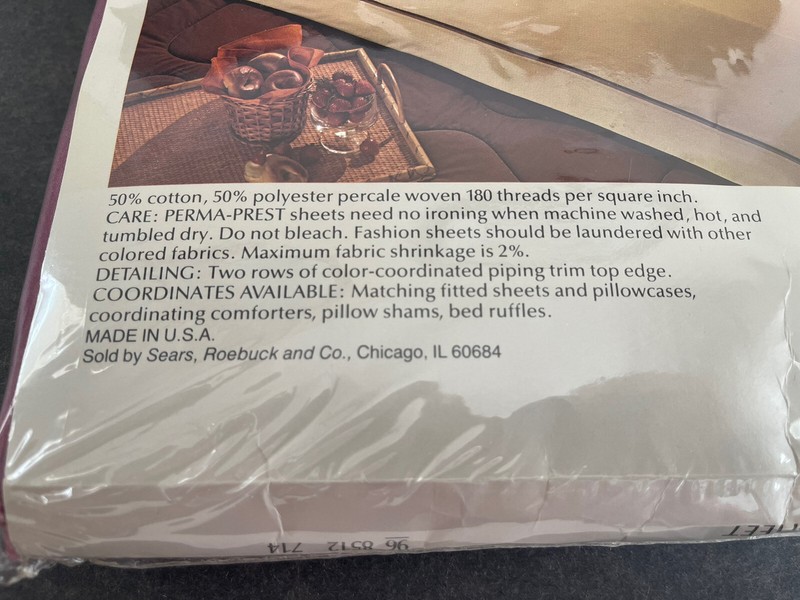 NOS Vintage Sears Perma Prest Percale Colormate Full Flat Sheet 81x 96 Clover gallery