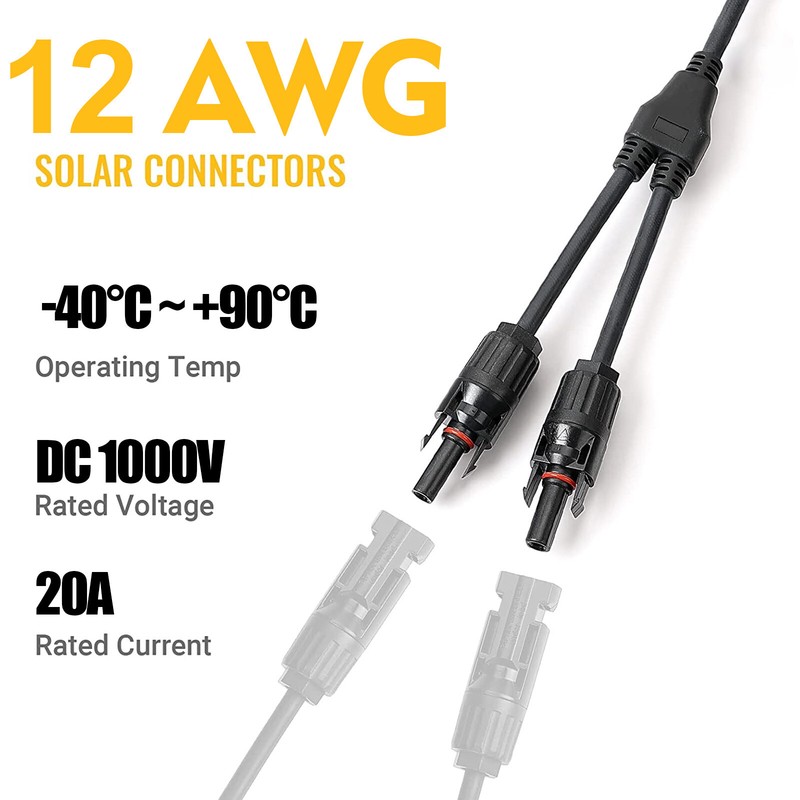 Solar Connectors Y Branch Parallel Adapter Cable Wire Plug Kit for Solar Panel gallery
