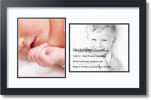 ArtToFrames Collage Mat Picture Photo Frame 2 8x10" Openings in Satin Black 107 gallery