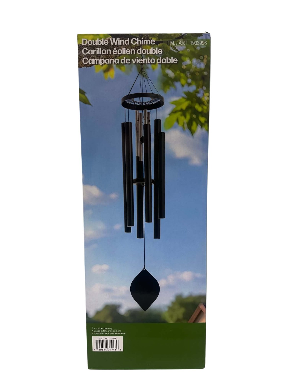 Double Wind Chimes Black Powder Coated Aluminum & Steel No Assembly Required gallery