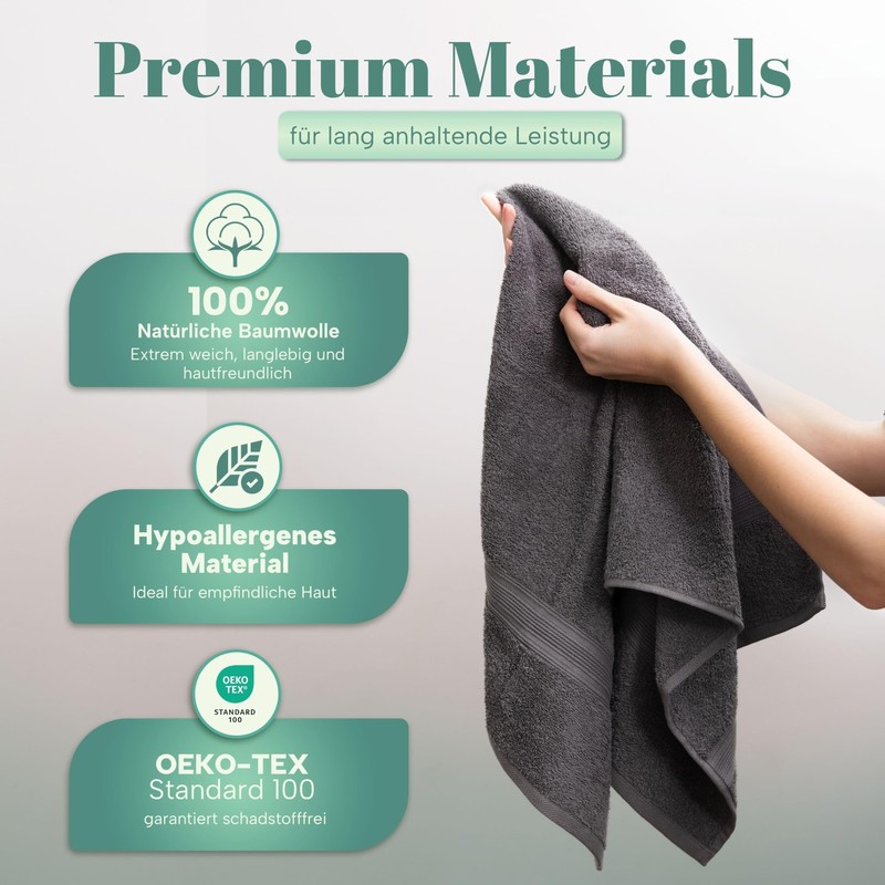Anthracite Grey Soft Absorbent Cotton Hand Towels 20x40 Inch 8 PCS gallery