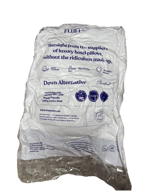 FluffCo Down Alternative Soft Fluff Standard/Queen Bed Pillow 20"x28" Hotel NEW gallery