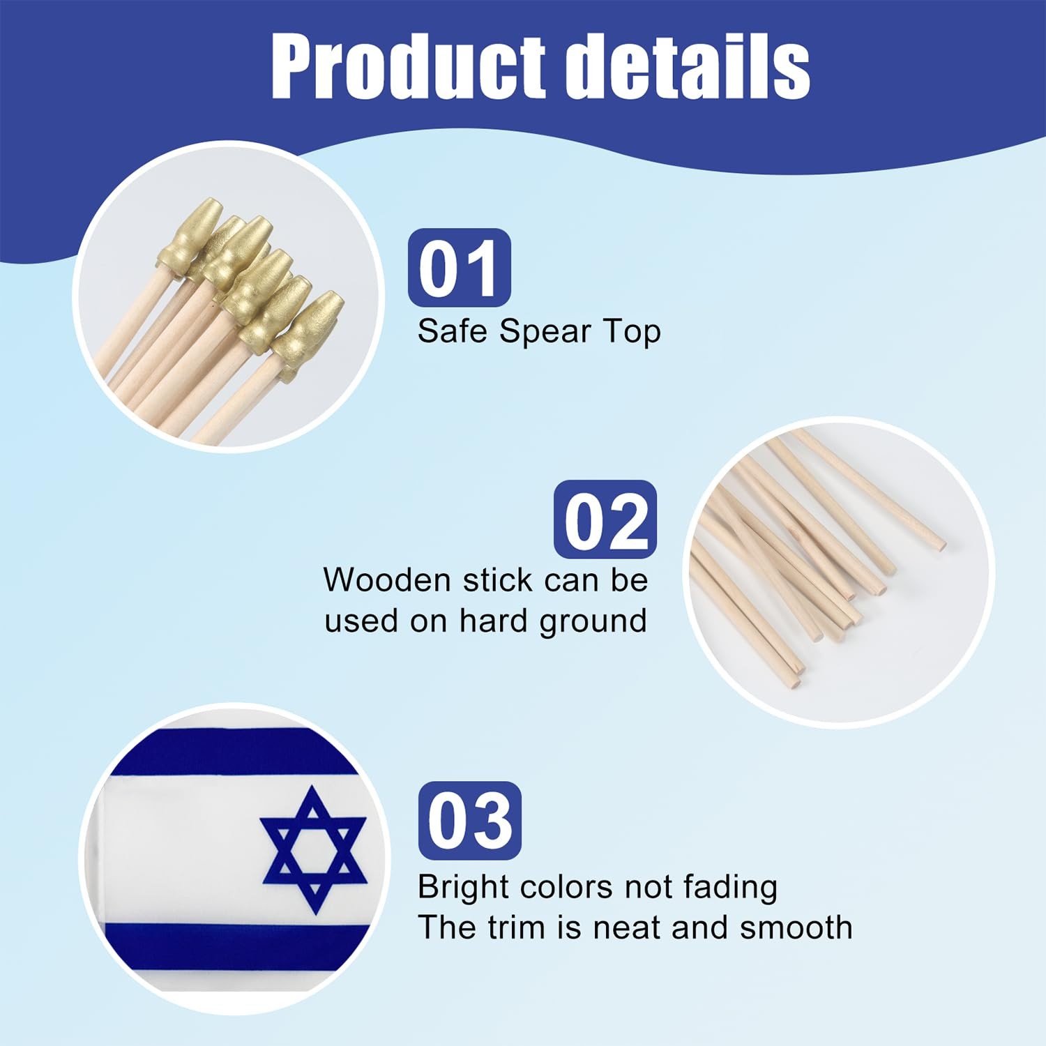 TMHTMH 12 Pack Israel Miniature Small Wooden Stick Flags Israeli Mini Handhel... gallery