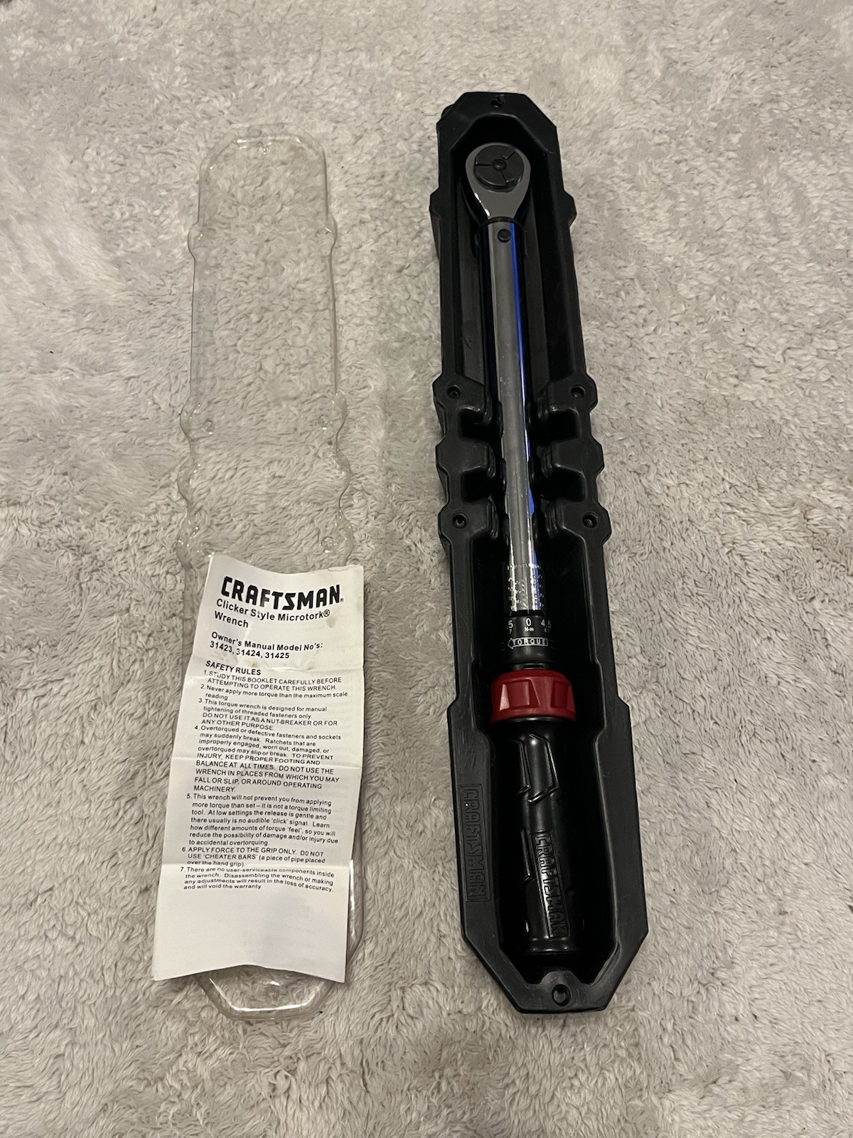 Craftsman Clicker Microtork Torque Wrench 3/8" Drive 10-75ft lbs 9-31424 Click gallery