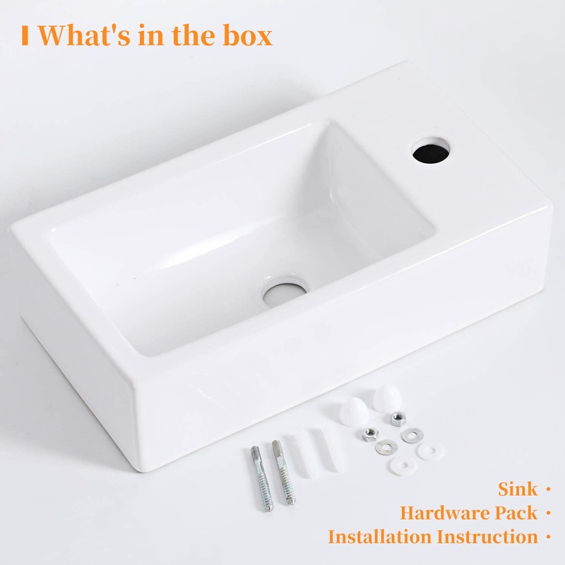 Wall Mount / Countertop basin Mini Rectangle Ceramic Sink for Tiny Bathrooms gallery