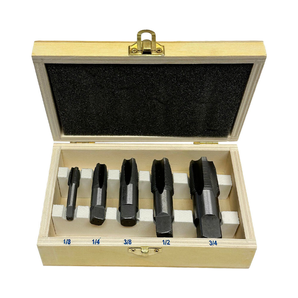 5 Pc NPT Pipe Taps Set,High-speed Steel Drill Bits Size 1/8",1/4",3/8",1/2",3/4" gallery