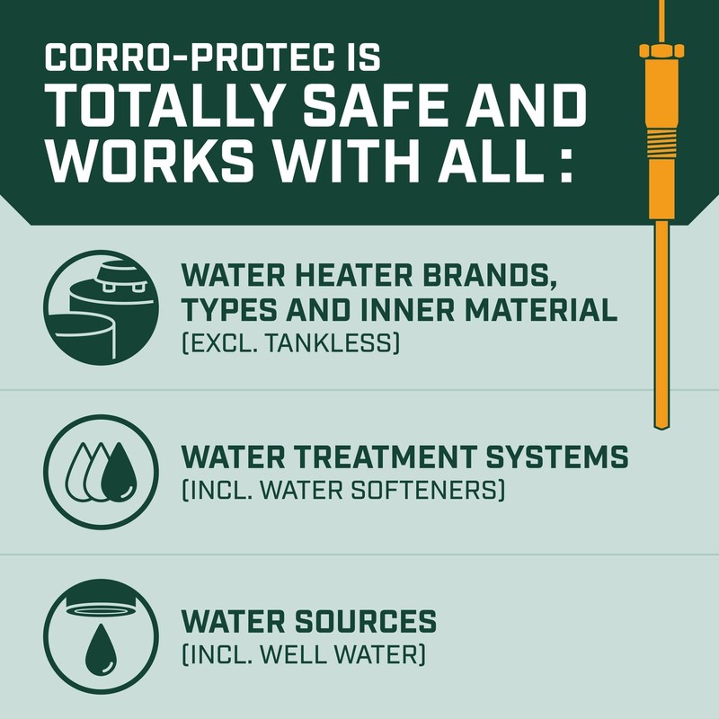 Corro-Protec Powered Anode Rod Water Heater, 20-Year Warranty, Eliminates Rotten gallery