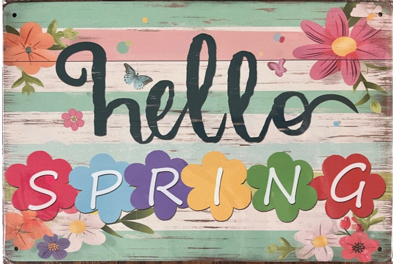 8" X 12" Metal Sign Hello Spring Decor For Home Garden gallery