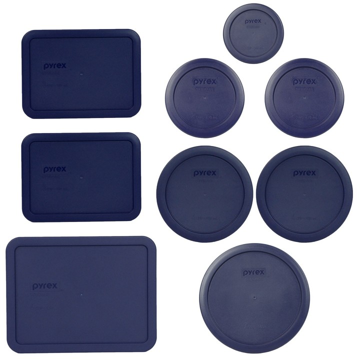 Pyrex 9 Piece Blue Lid Set for Pyrex 7202, 7200, 7201, 7402, 7210, and 7211 gallery