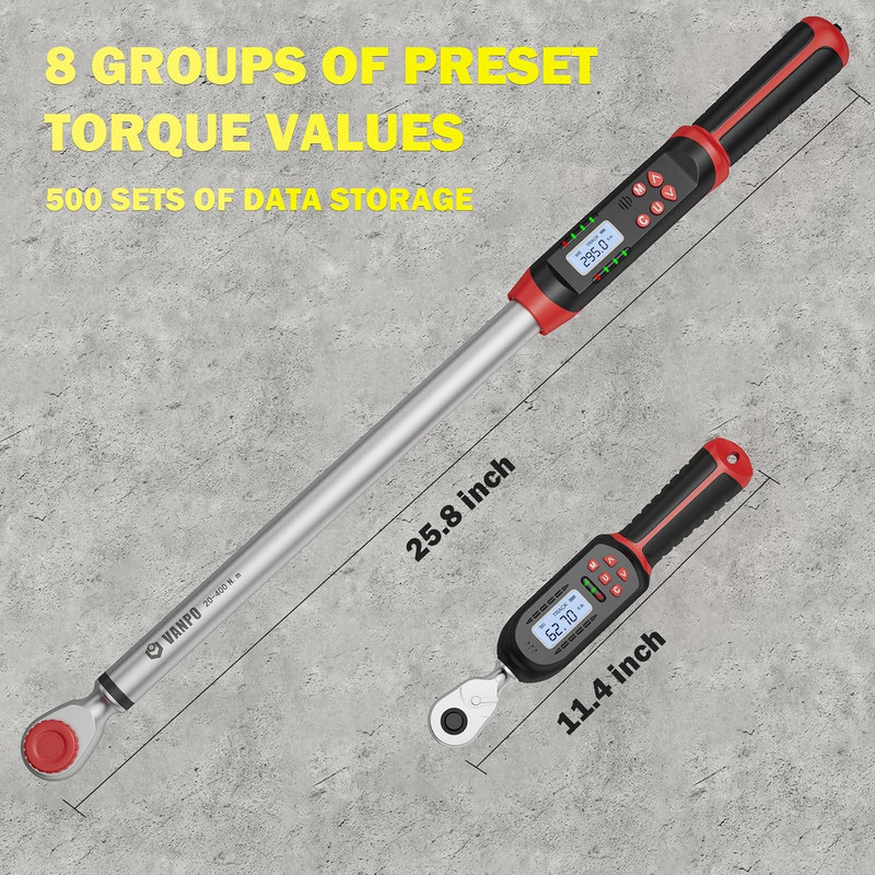 Digital Torque Wrench Set, 2Pcs 3/8" (3.1-62.7Ft.Lb/4.2-85Nm) & 1/2" (14.7-295Ft gallery