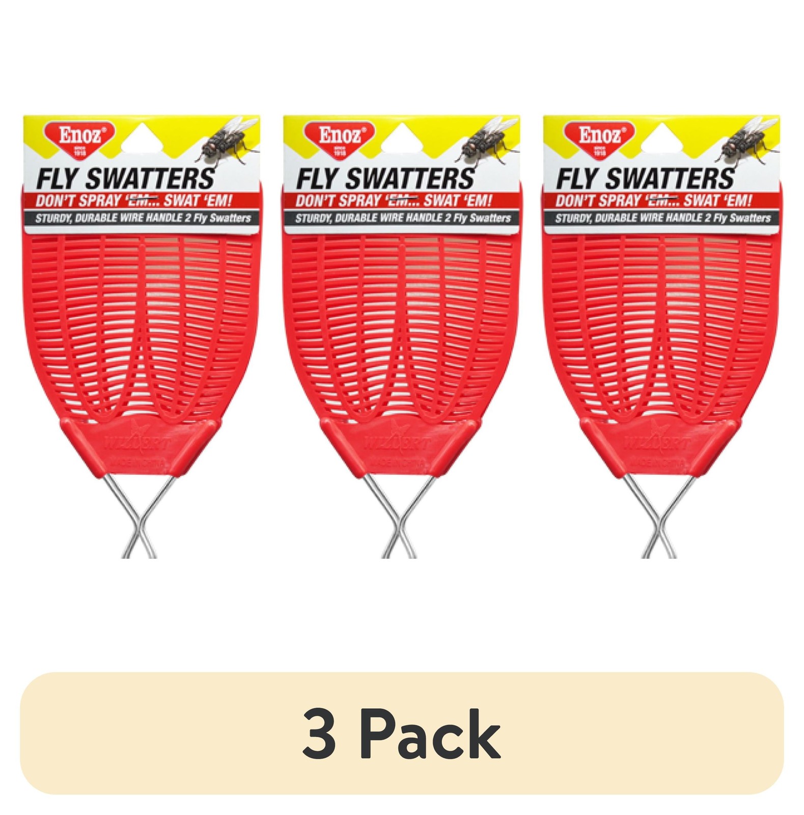 (3 pack) Enoz Fly Swatter, Wire Handled Plastic Fly Swatter, Assorted Colors gallery