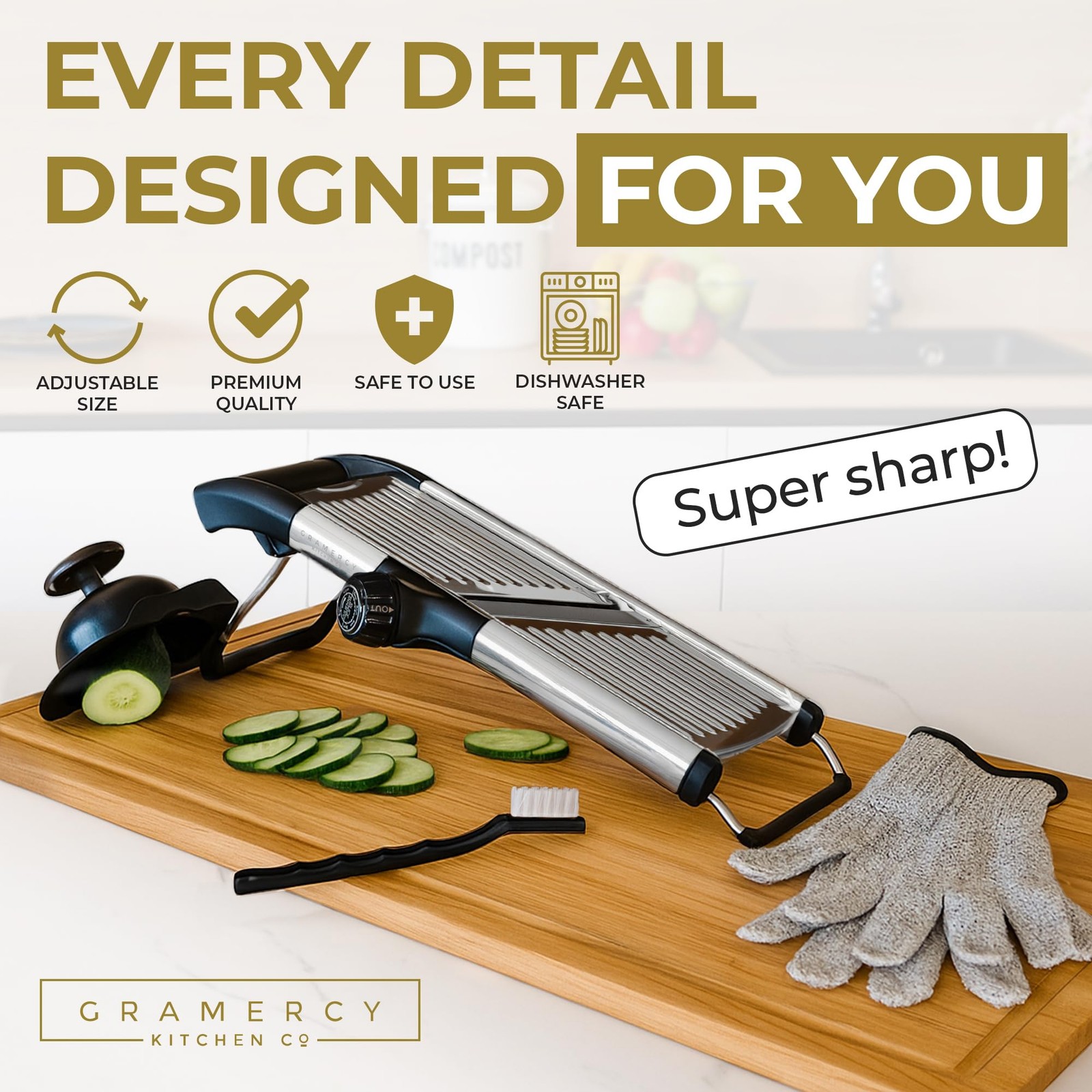 Gramercy Adjustable Mandoline Food Slicer, Mandoline Slicer for Kitchen, Mand... gallery