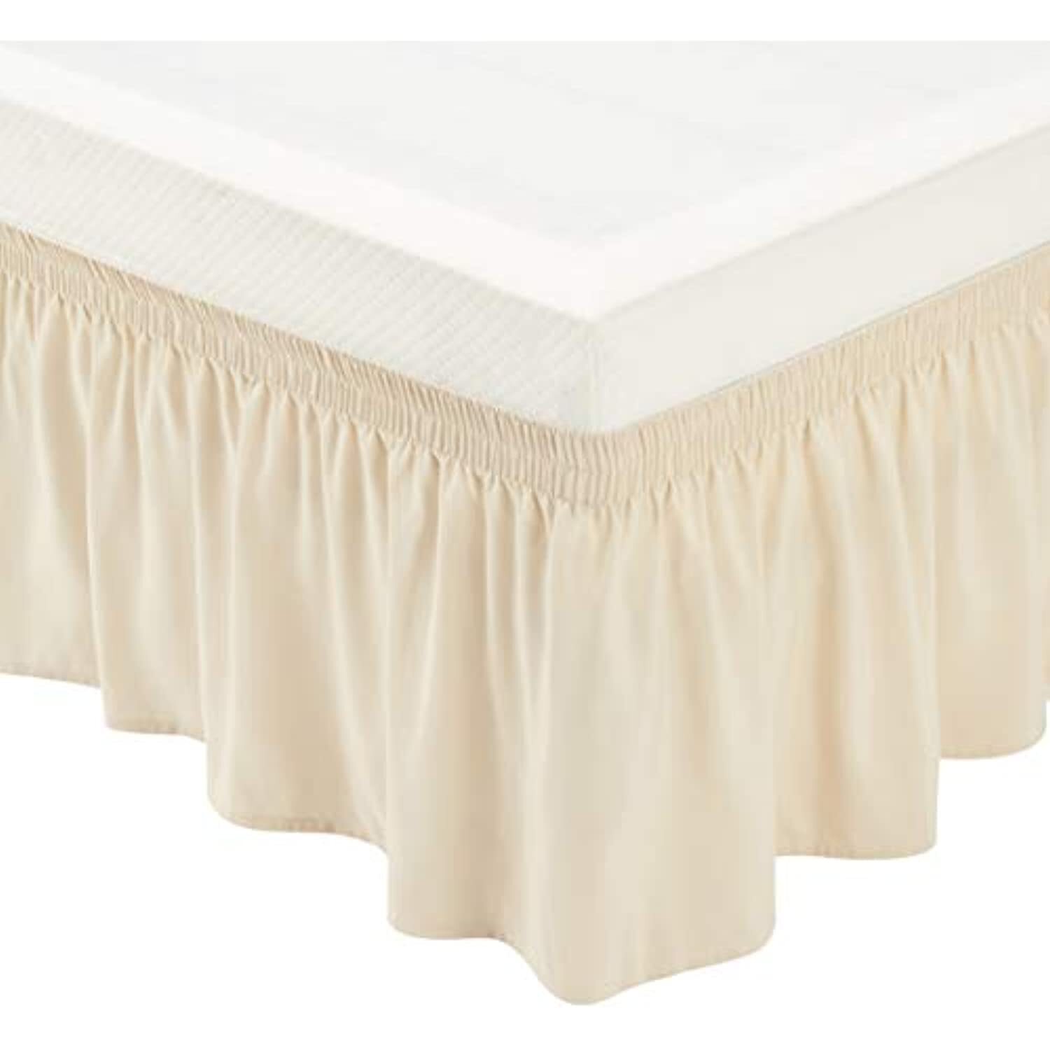 Ruffled Bed Skirt, Three Sided Wrap,Easy Fit Elastic,16" Drop- Twin/TwinXL,Beige gallery