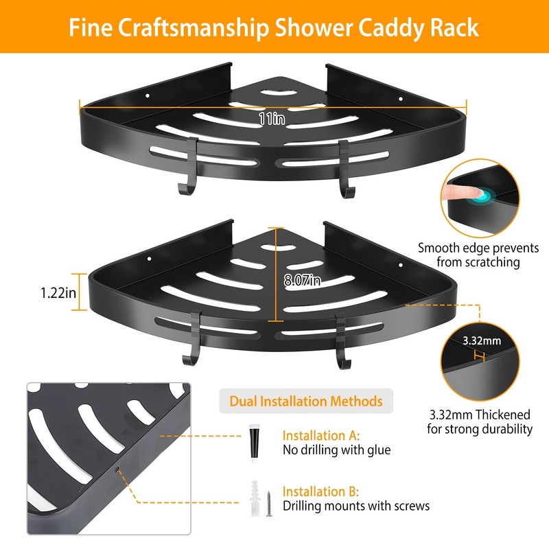 4PCS Bathroom Rack Shower Shelf Caddy Triangular Storage Holder Corner Tray Rack gallery