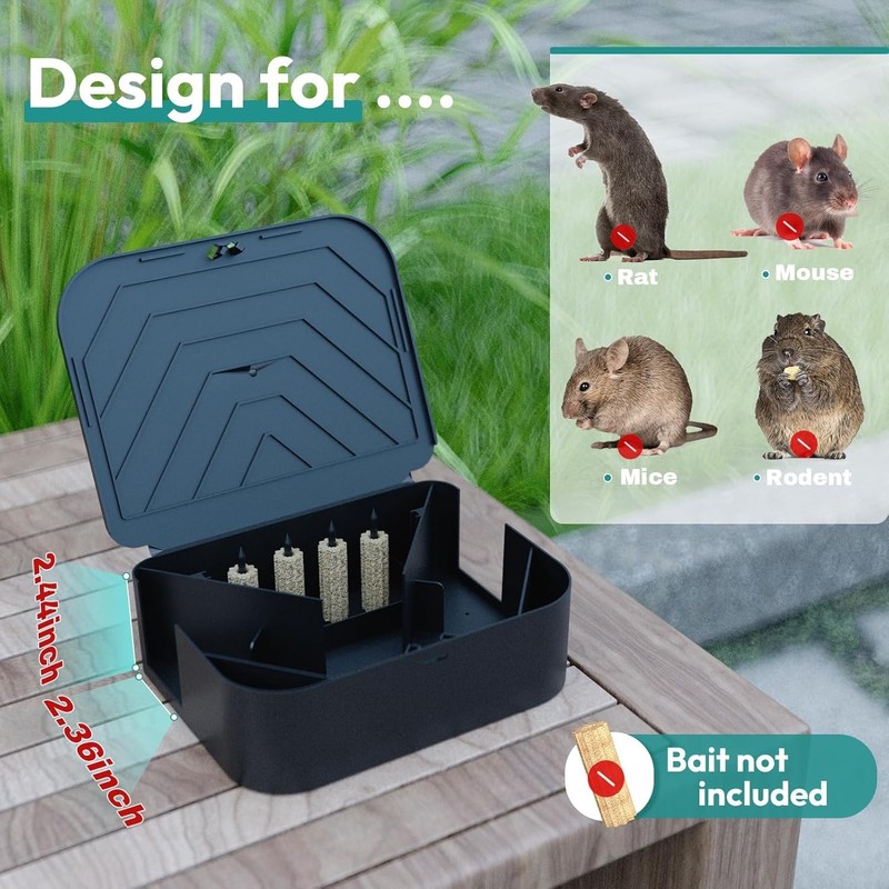 6 Pack Lockable Rat Bait Station Child Pet Safe gallery