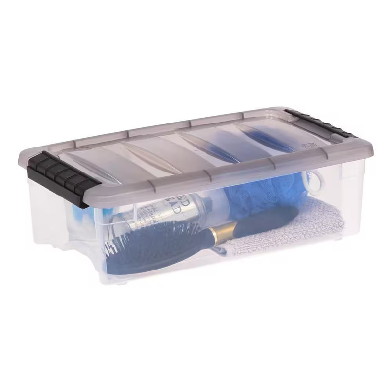 5 Qt./1.25 Gal. Stack and Pull Plastic Storage Boxes with Latching Lids, Clear ( gallery
