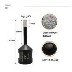 Diamond Dry Drill Bits 1/4″ Tile Ceramic Marble Core Hole Saw Core Drill Bit