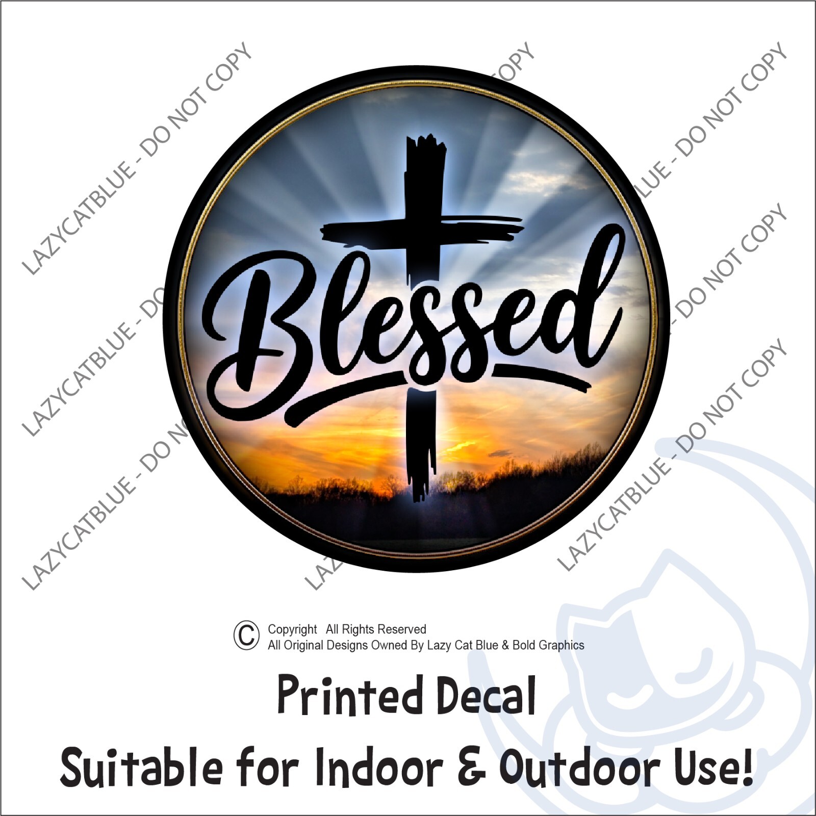 Blessed Cross Decal Sticker Jesus God Religious Gift Christian Pride Love Church gallery
