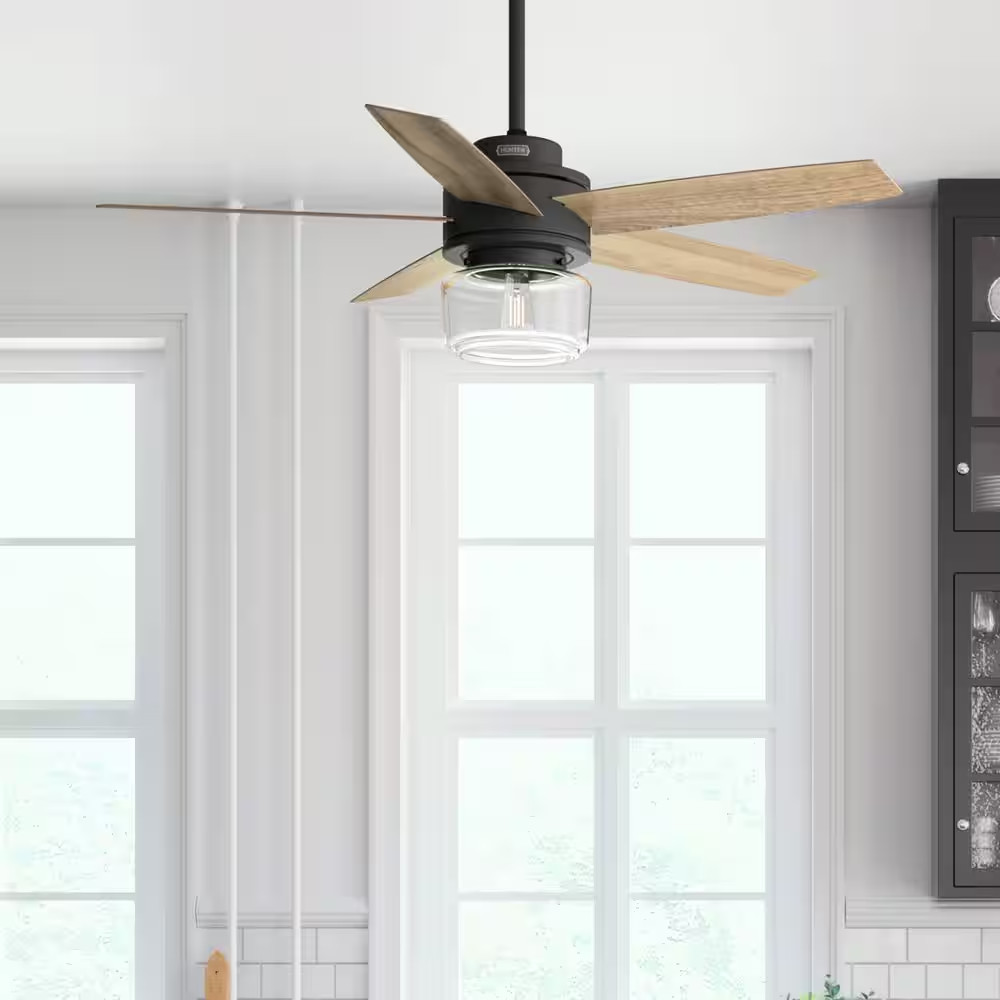 Margo 52 In. Indoor Matte Black Ceiling Fan with Light Kit and Remote Included gallery