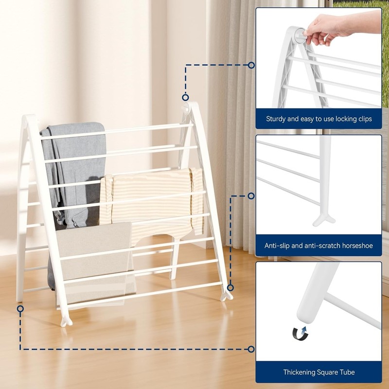 Durable Foldable Drying Rack in Pearl - Perfect for Laundry and Space Management gallery