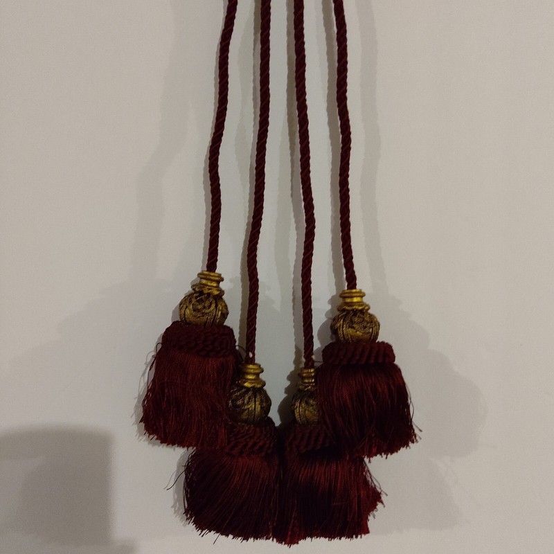 Hand Woven Curtain Rope Tie Back Window Burgundy Tassel. Tie back. 1 Set gallery