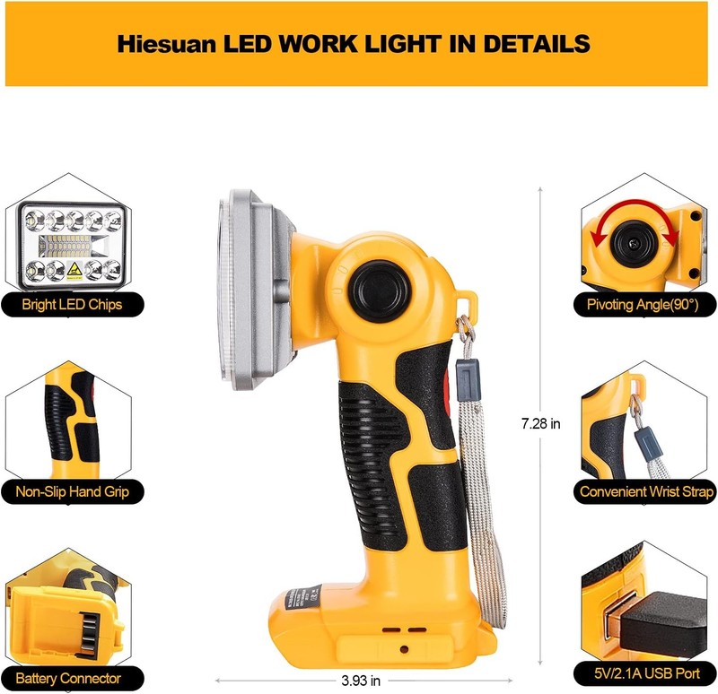 LED Work Light Suitable For DeWalt 20V 18V MAX XR DCB206 Li-Ion Battery 1000LM gallery
