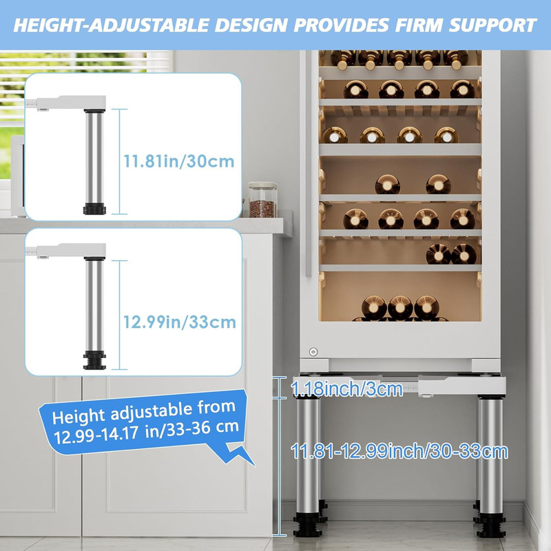 Adjustable Mini Fridge Stand 13"-14.2" with Anti-Vibration Feet, 660Lb Capacity gallery